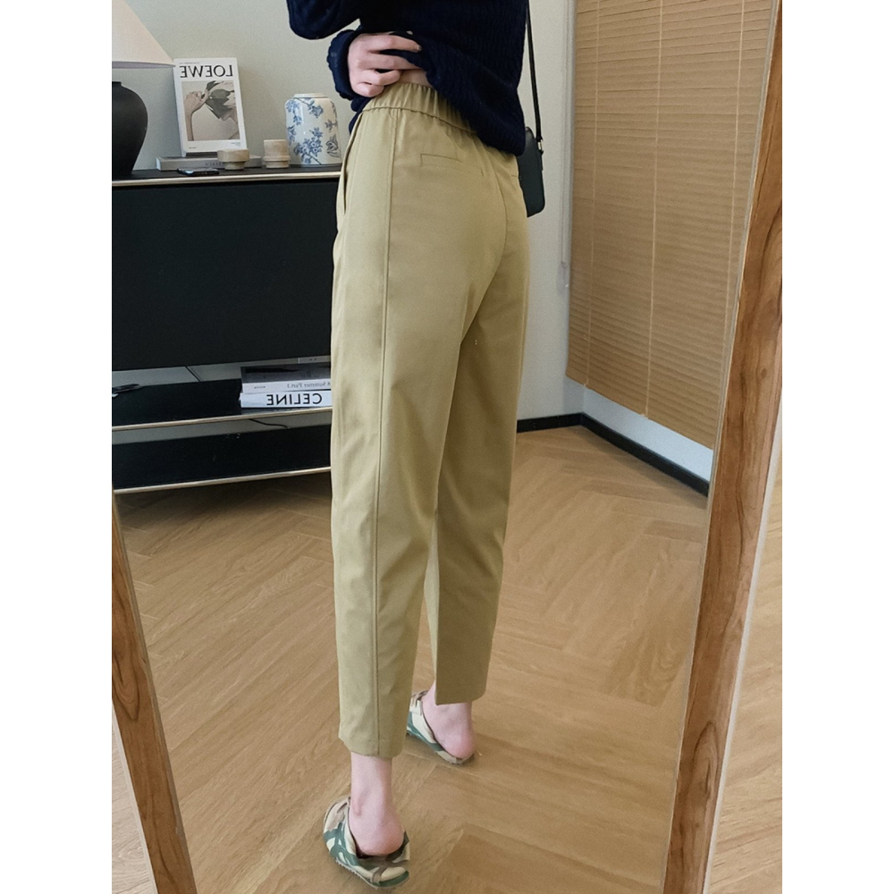 春。日系特柔抗皺水洗棉 薄款通勤休閒百搭 高腰哈倫褲錐形褲蘿蔔褲-Euphoria Store-細節圖6