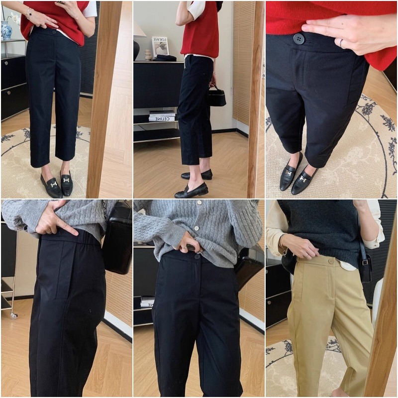 春。日系特柔抗皺水洗棉 薄款通勤休閒百搭 高腰哈倫褲錐形褲蘿蔔褲-Euphoria Store-細節圖7