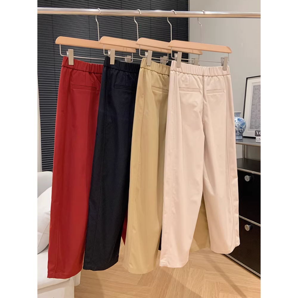 春。日系特柔抗皺水洗棉 薄款通勤休閒百搭 高腰哈倫褲錐形褲蘿蔔褲-Euphoria Store-細節圖9