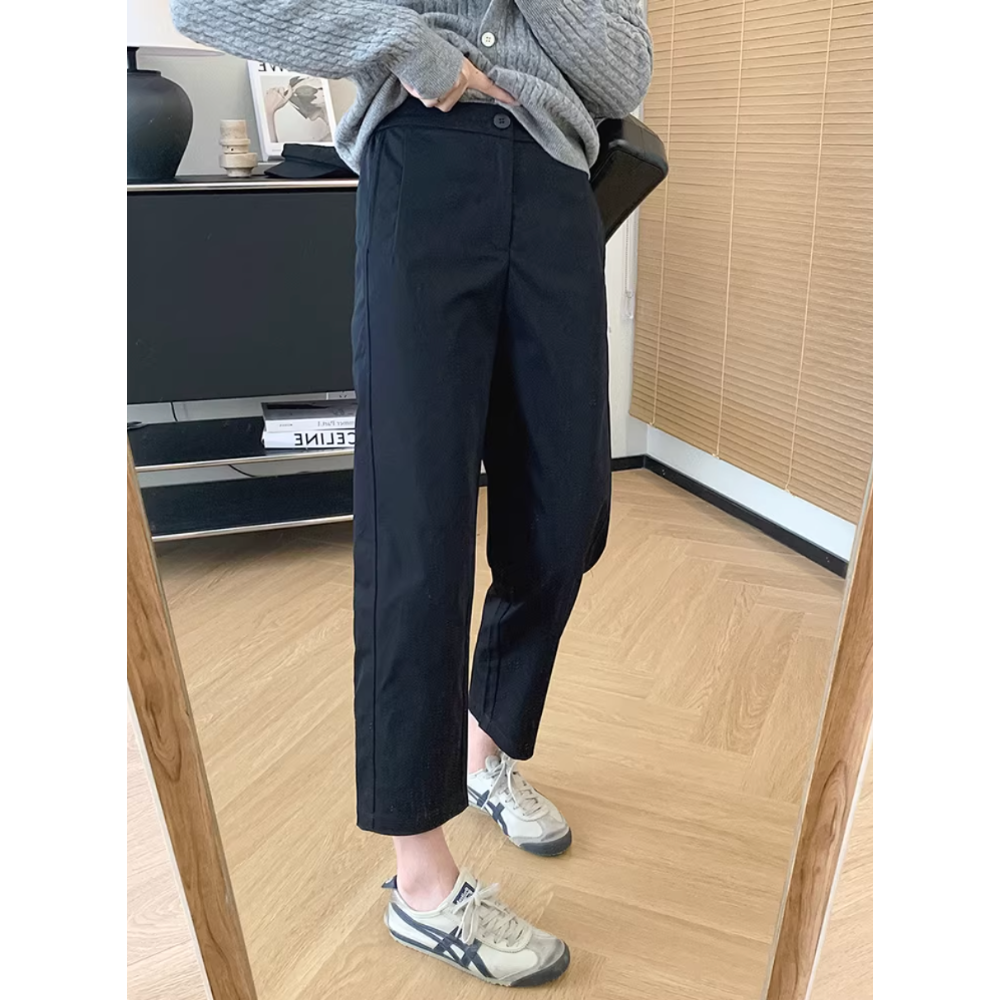 春。日系特柔抗皺水洗棉 薄款通勤休閒百搭 高腰哈倫褲錐形褲蘿蔔褲-Euphoria Store-規格圖9