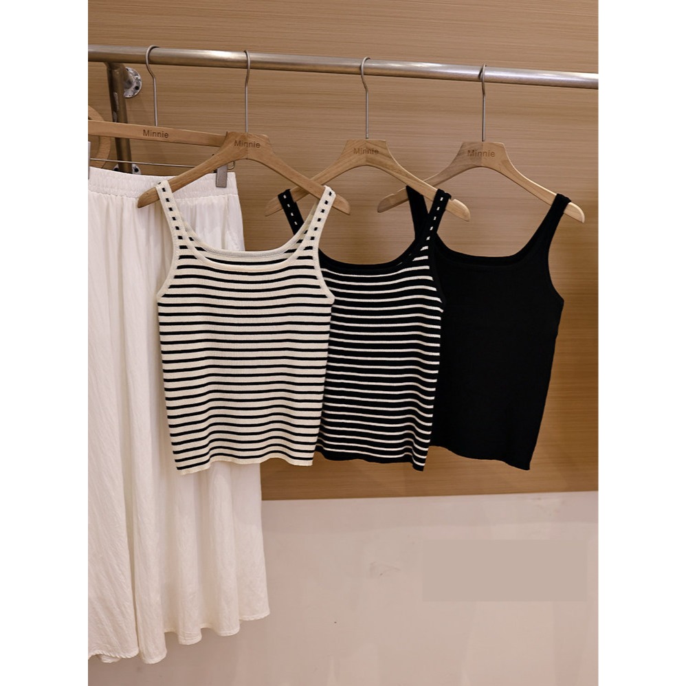 春。時尚簡約百搭款 搭配西裝好幫手 修身顯瘦 遮副乳方領細針織吊帶背心(M-2XL)-Euphoria Store-細節圖5