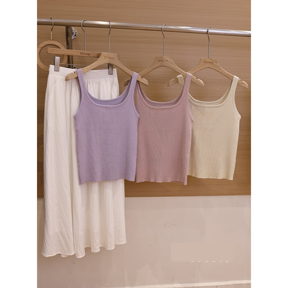 春。時尚簡約百搭款 搭配西裝好幫手 修身顯瘦 遮副乳方領細針織吊帶背心(M-2XL)-Euphoria Store-細節圖6