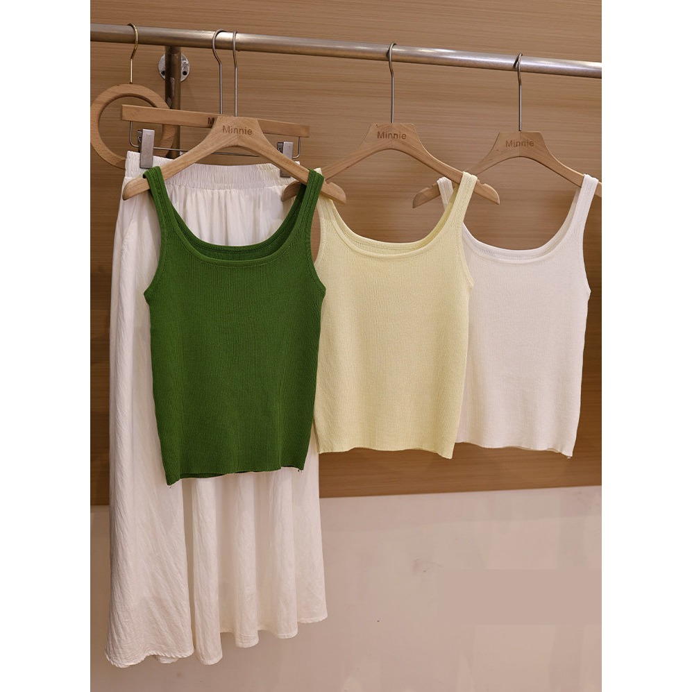 春。時尚簡約百搭款 搭配西裝好幫手 修身顯瘦 遮副乳方領細針織吊帶背心(M-2XL)-Euphoria Store-細節圖7