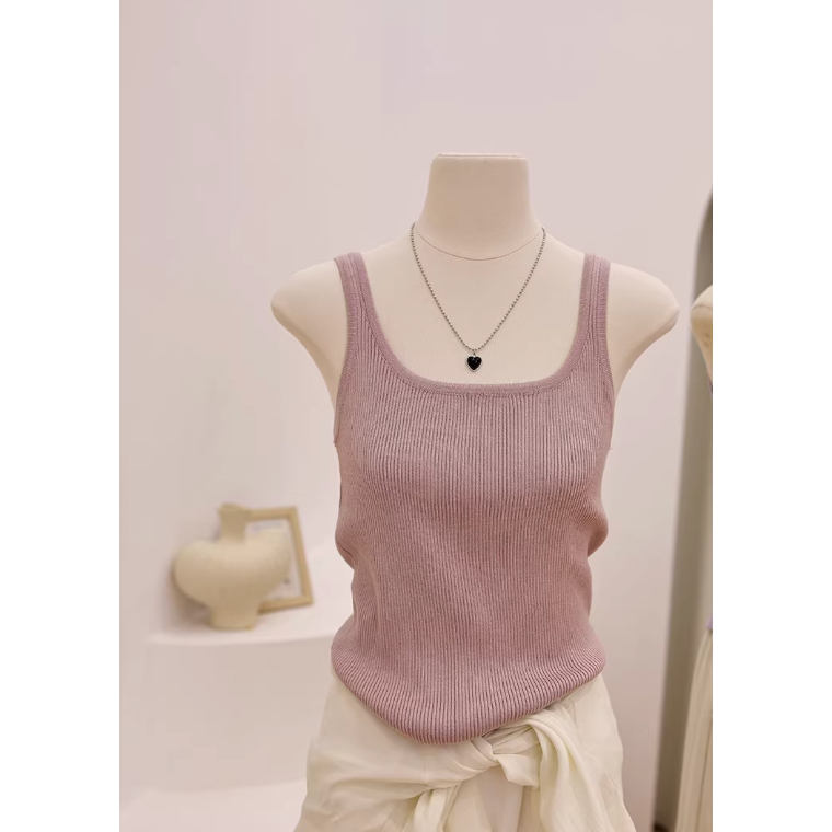 春。時尚簡約百搭款 搭配西裝好幫手 修身顯瘦 遮副乳方領細針織吊帶背心(M-2XL)-Euphoria Store-規格圖8