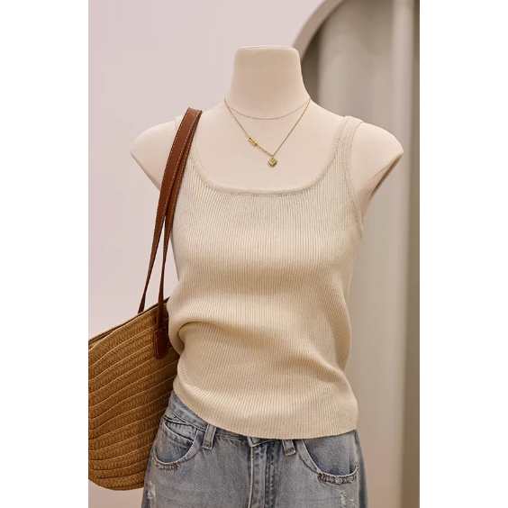 春。時尚簡約百搭款 搭配西裝好幫手 修身顯瘦 遮副乳方領細針織吊帶背心(M-2XL)-Euphoria Store-規格圖8