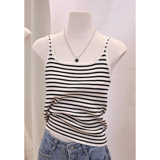 春。時尚簡約百搭款 搭配西裝好幫手 修身顯瘦 遮副乳方領細針織吊帶背心(M-2XL)-Euphoria Store-規格圖8