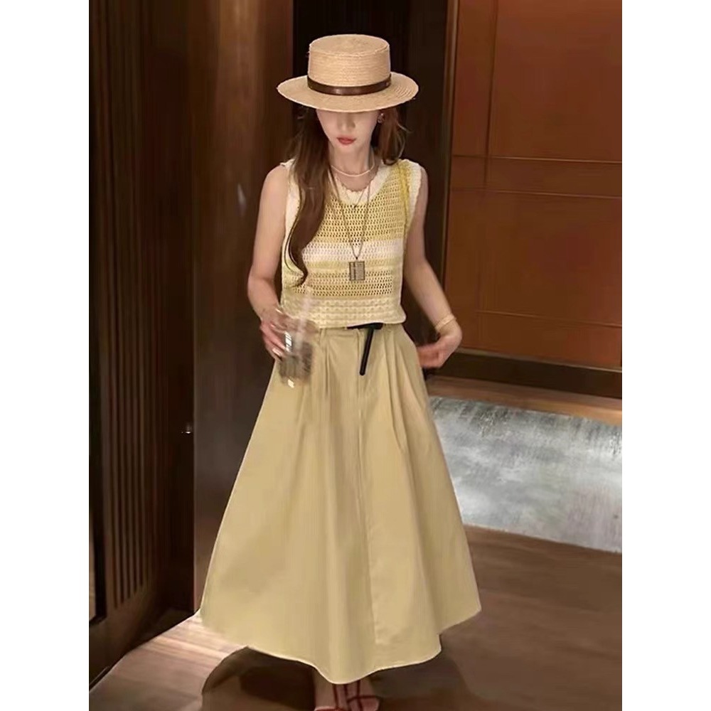 春。減齡小清新 多巴胺彩虹條紋撞色鏤空無袖背心吊帶上衣-Euphoria Store-細節圖2