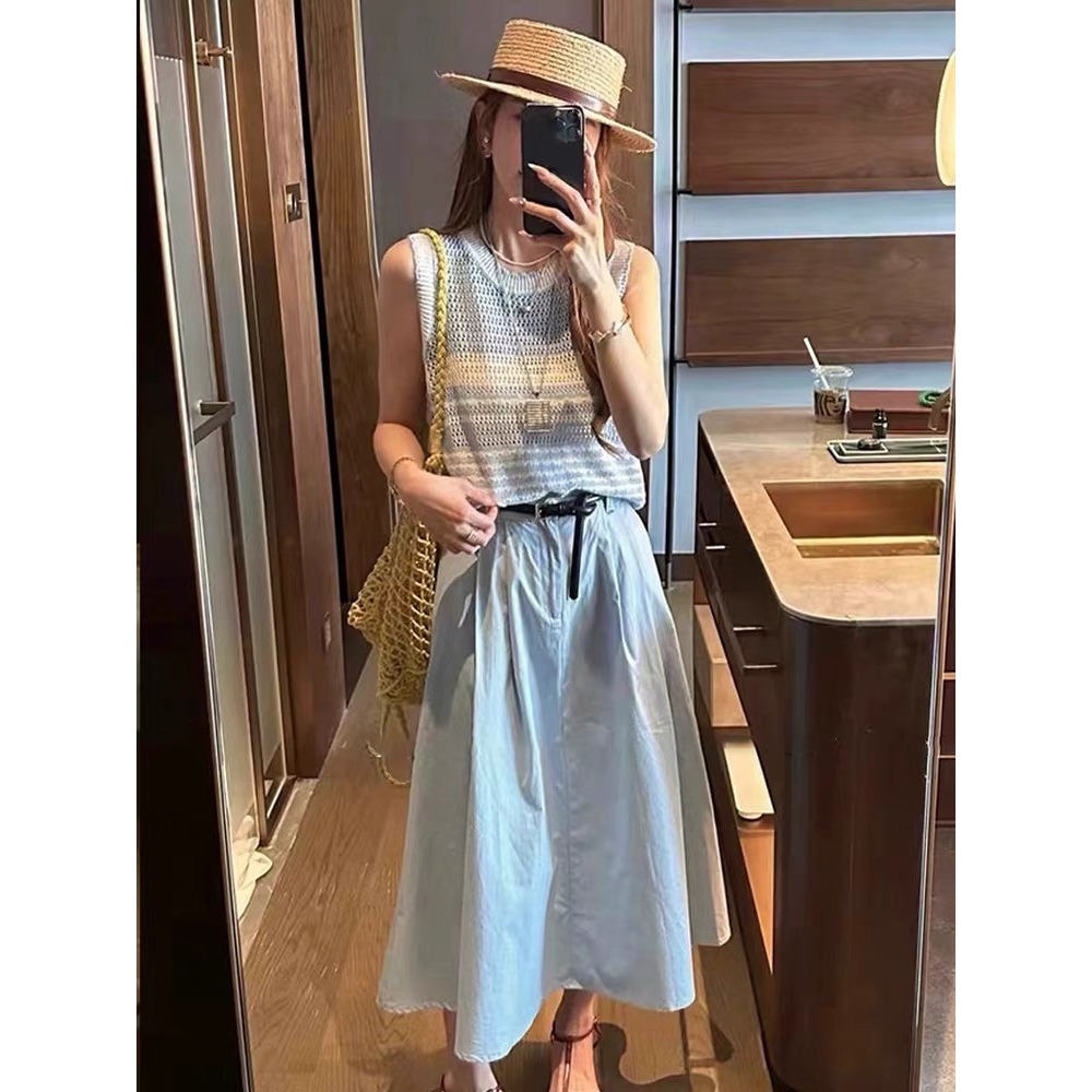 春。減齡小清新 多巴胺彩虹條紋撞色鏤空無袖背心吊帶上衣-Euphoria Store-細節圖3