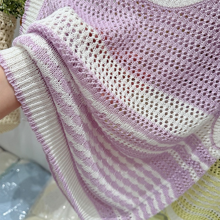 春。減齡小清新 多巴胺彩虹條紋撞色鏤空無袖背心吊帶上衣-Euphoria Store-細節圖8