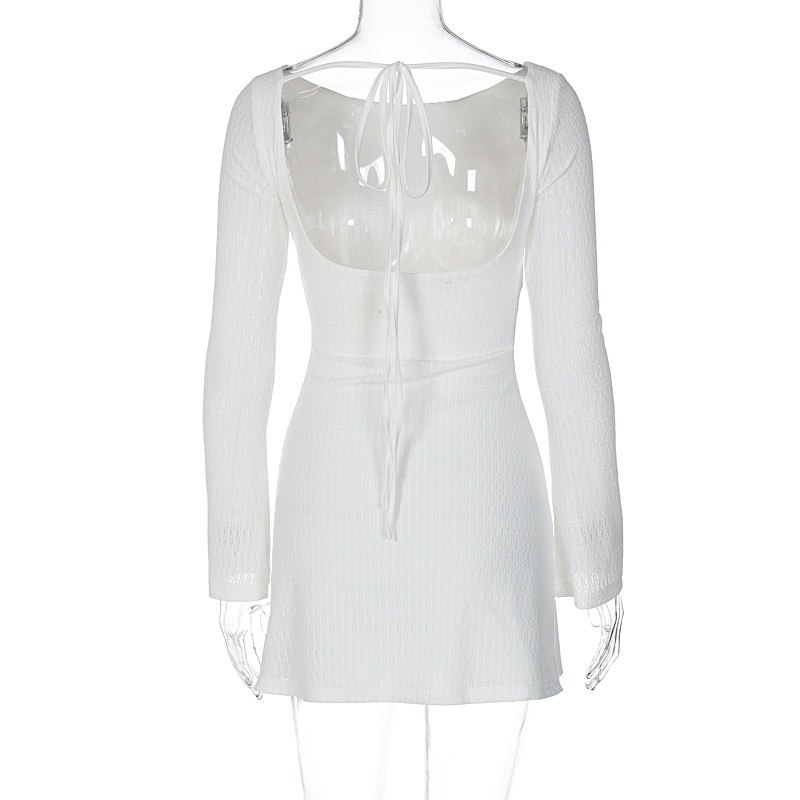 春。經典簡約純慾風 性感辣妹大一領後露背高腰收腰連身短裙洋裝-Euphoria Store-細節圖8