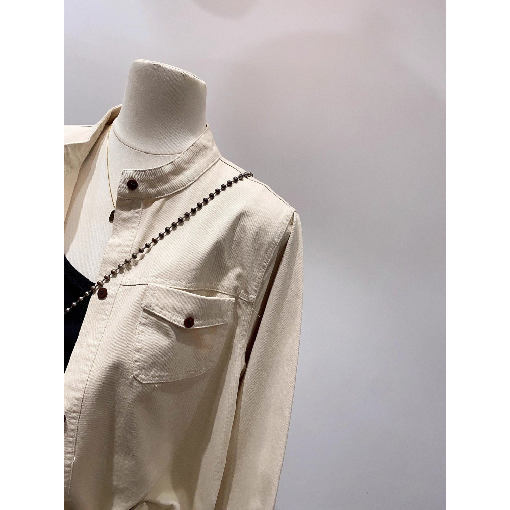 春。廠商回饋款 簡約休閒百搭 小立領口袋單排扣 薄款防風夾克外套-Euphoria Store-細節圖4