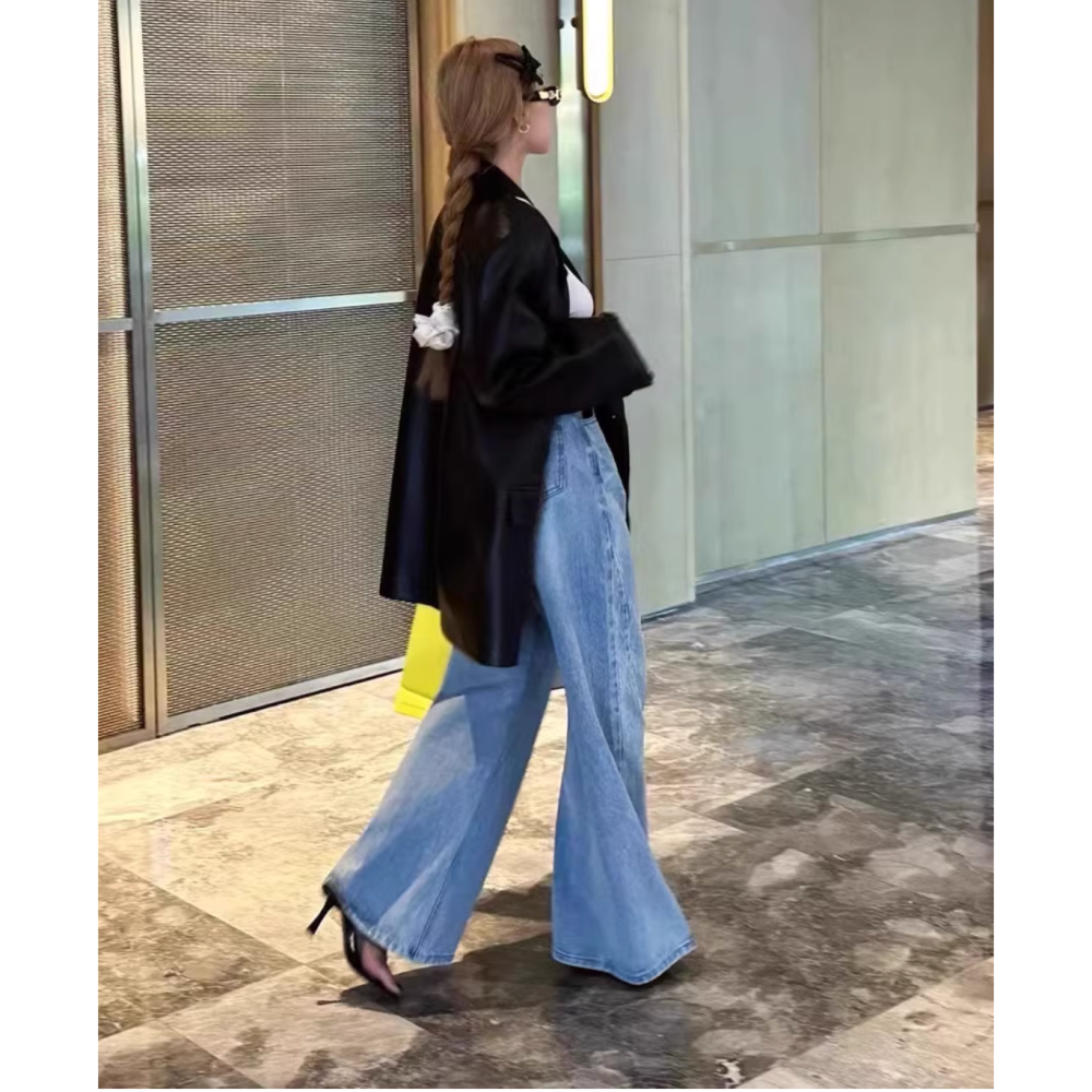 春。韓ins高冷御姐風 個性復古帥酷oversize 寬鬆PU皮衣西裝外套-Euphoria Store-細節圖8