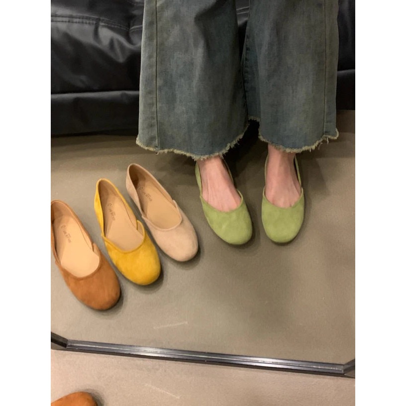 春。簡單一雙百搭鞋 簡約復古絨面淺口軟底奶奶鞋娃娃鞋顯白小紅鞋-Euphoria Store-細節圖3