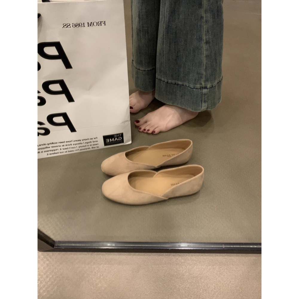 春。簡單一雙百搭鞋 簡約復古絨面淺口軟底奶奶鞋娃娃鞋顯白小紅鞋-Euphoria Store-細節圖4