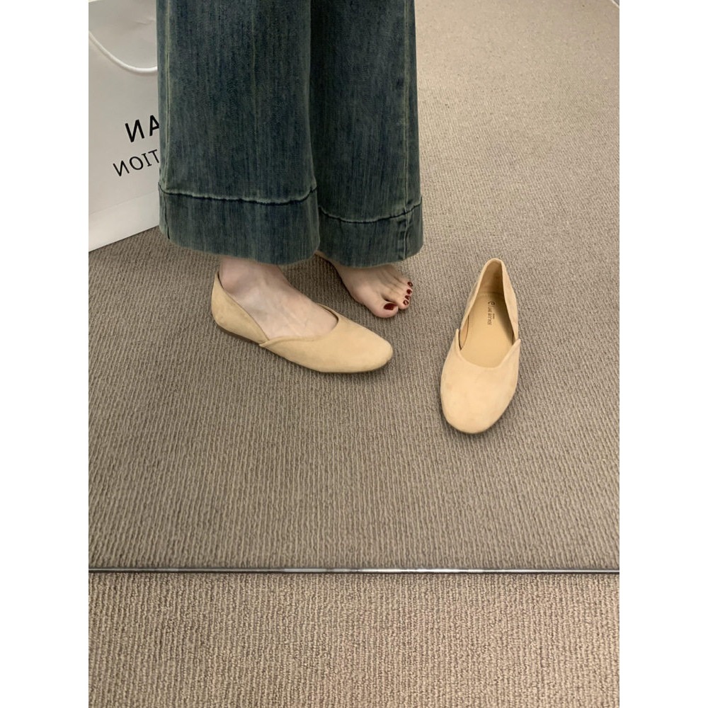 春。簡單一雙百搭鞋 簡約復古絨面淺口軟底奶奶鞋娃娃鞋顯白小紅鞋-Euphoria Store-規格圖7
