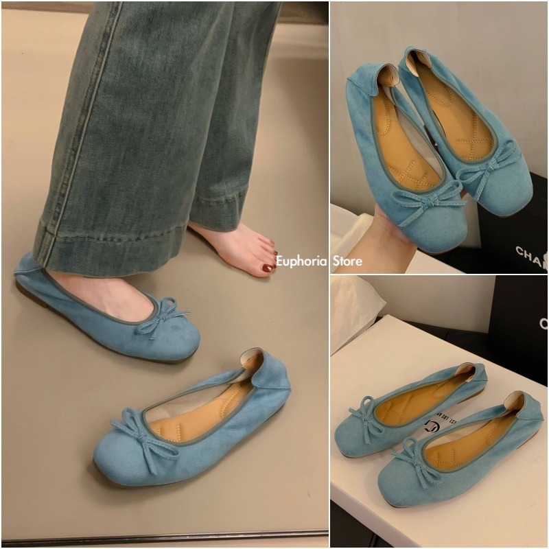 四季。經典百搭不出錯 多色復古小香風甜美蝴蝶結淺口圓頭芭蕾舞鞋奶奶鞋蛋卷平底鞋豆豆鞋小皮鞋-Euphoria Store-細節圖4