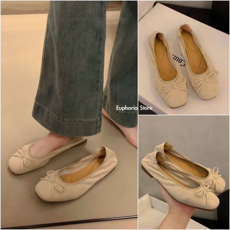 四季。經典百搭不出錯 多色復古小香風甜美蝴蝶結淺口圓頭芭蕾舞鞋奶奶鞋蛋卷平底鞋豆豆鞋小皮鞋-Euphoria Store-細節圖9