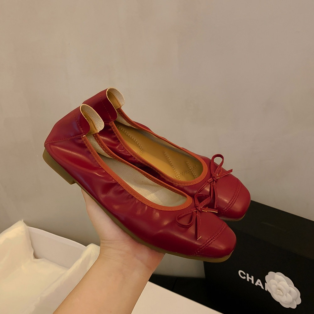 四季。經典百搭不出錯 多色復古小香風甜美蝴蝶結淺口圓頭芭蕾舞鞋奶奶鞋蛋卷平底鞋豆豆鞋小皮鞋-Euphoria Store-規格圖11
