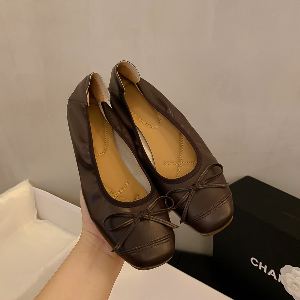 四季。經典百搭不出錯 多色復古小香風甜美蝴蝶結淺口圓頭芭蕾舞鞋奶奶鞋蛋卷平底鞋豆豆鞋小皮鞋-Euphoria Store-規格圖11