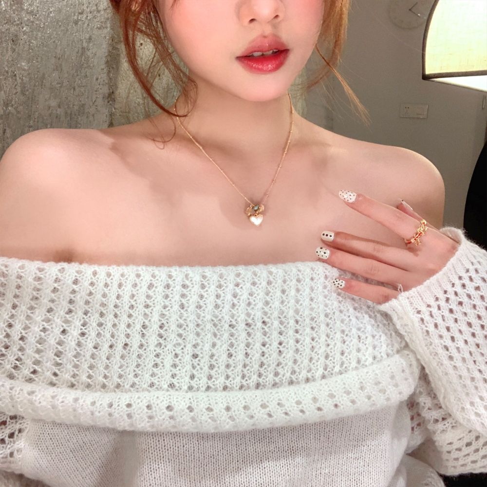 店主私著。Vintage古著 double-sided love 浪漫甜美帶點個性 雙面可帶滴油鍅鎯短項鍊鎖骨鍊-Eup-細節圖5