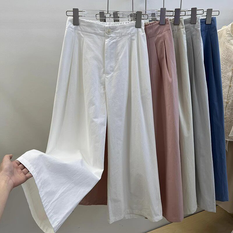 春。小個女必備 拉高比例休閒寬鬆高腰垂感九分直筒闊腿褲-Euphoria Store-細節圖2