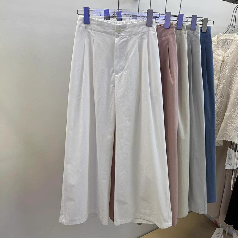 春。小個女必備 拉高比例休閒寬鬆高腰垂感九分直筒闊腿褲-Euphoria Store-細節圖7