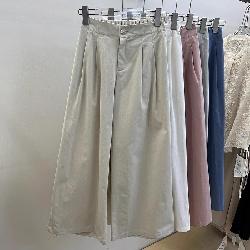 春。小個女必備 拉高比例休閒寬鬆高腰垂感九分直筒闊腿褲-Euphoria Store-細節圖8