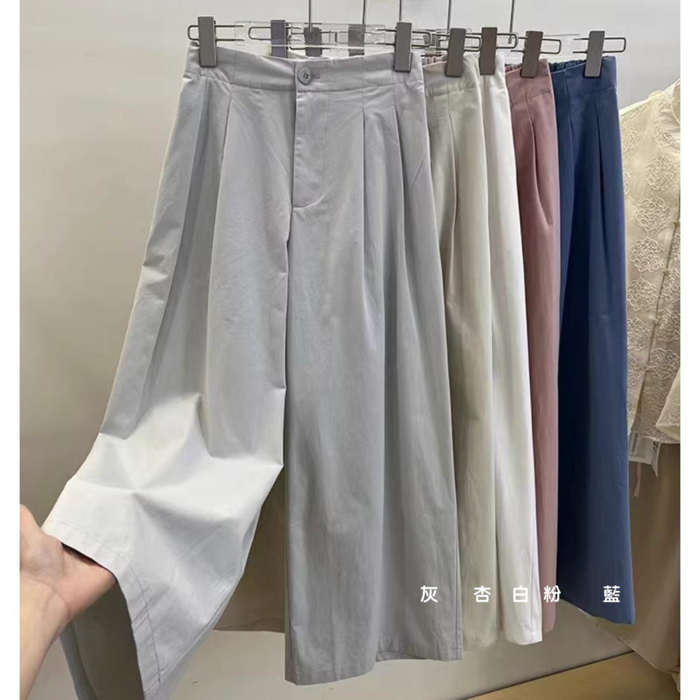 春。小個女必備 拉高比例休閒寬鬆高腰垂感九分直筒闊腿褲-Euphoria Store-細節圖9
