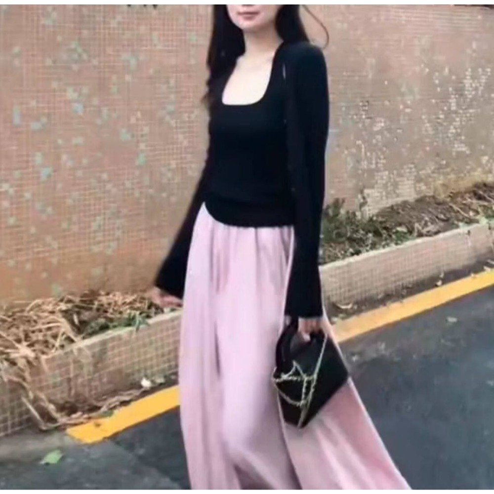 春。浪漫氣質極簡風 修身顯瘦純色無袖方領針織背心+同款V領長袖針織外套兩件套-Euphoria Store-規格圖9