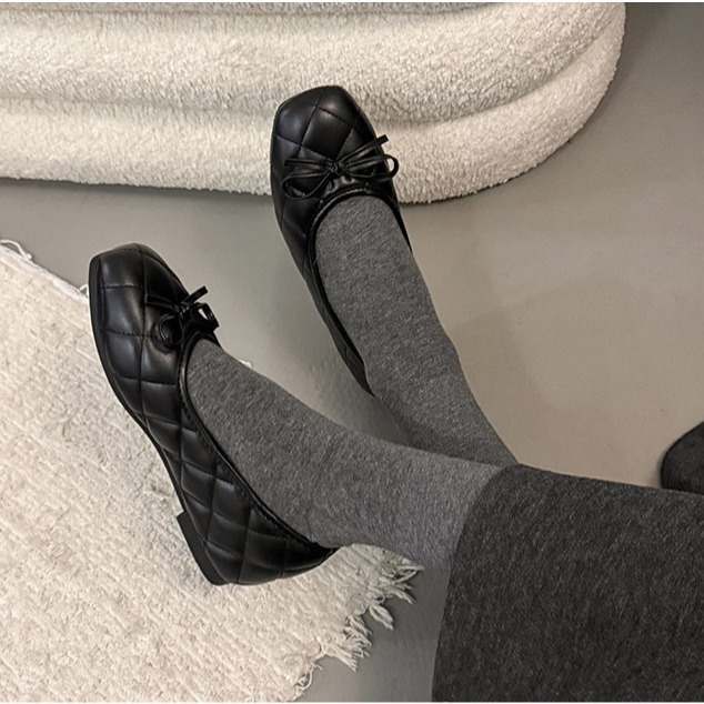 四季。法式氣質小香風 內增高多款淺口黑色菱格紋茶花蝴蝶結奶奶鞋一字帶娃娃鞋-Euphoria Store-細節圖5