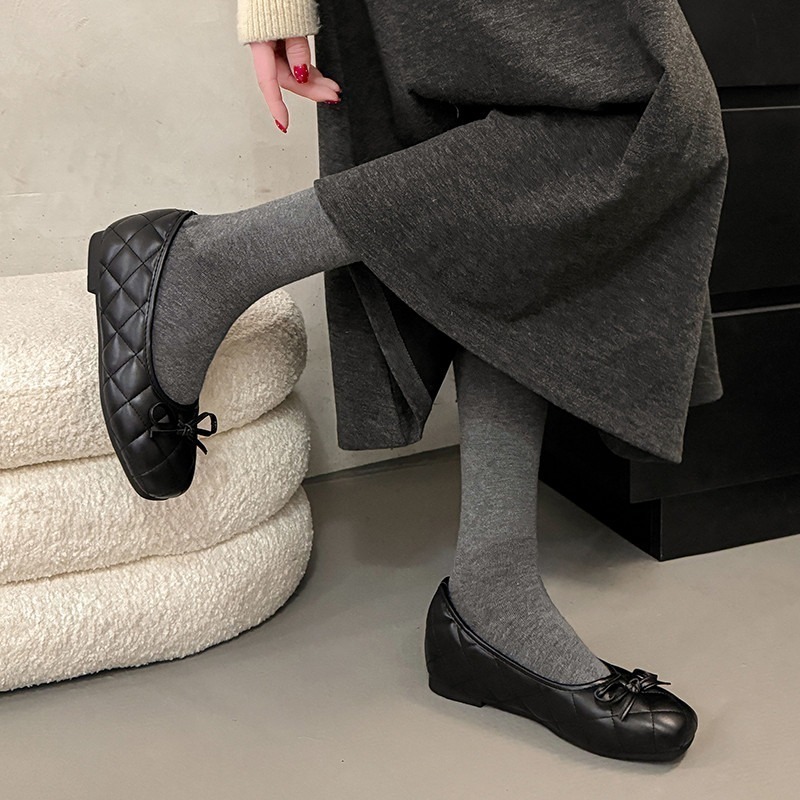 四季。法式氣質小香風 內增高多款淺口黑色菱格紋茶花蝴蝶結奶奶鞋一字帶娃娃鞋-Euphoria Store-細節圖9