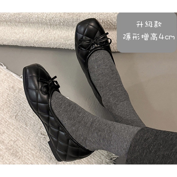 四季。法式氣質小香風 內增高多款淺口黑色菱格紋茶花蝴蝶結奶奶鞋一字帶娃娃鞋-Euphoria Store-規格圖9