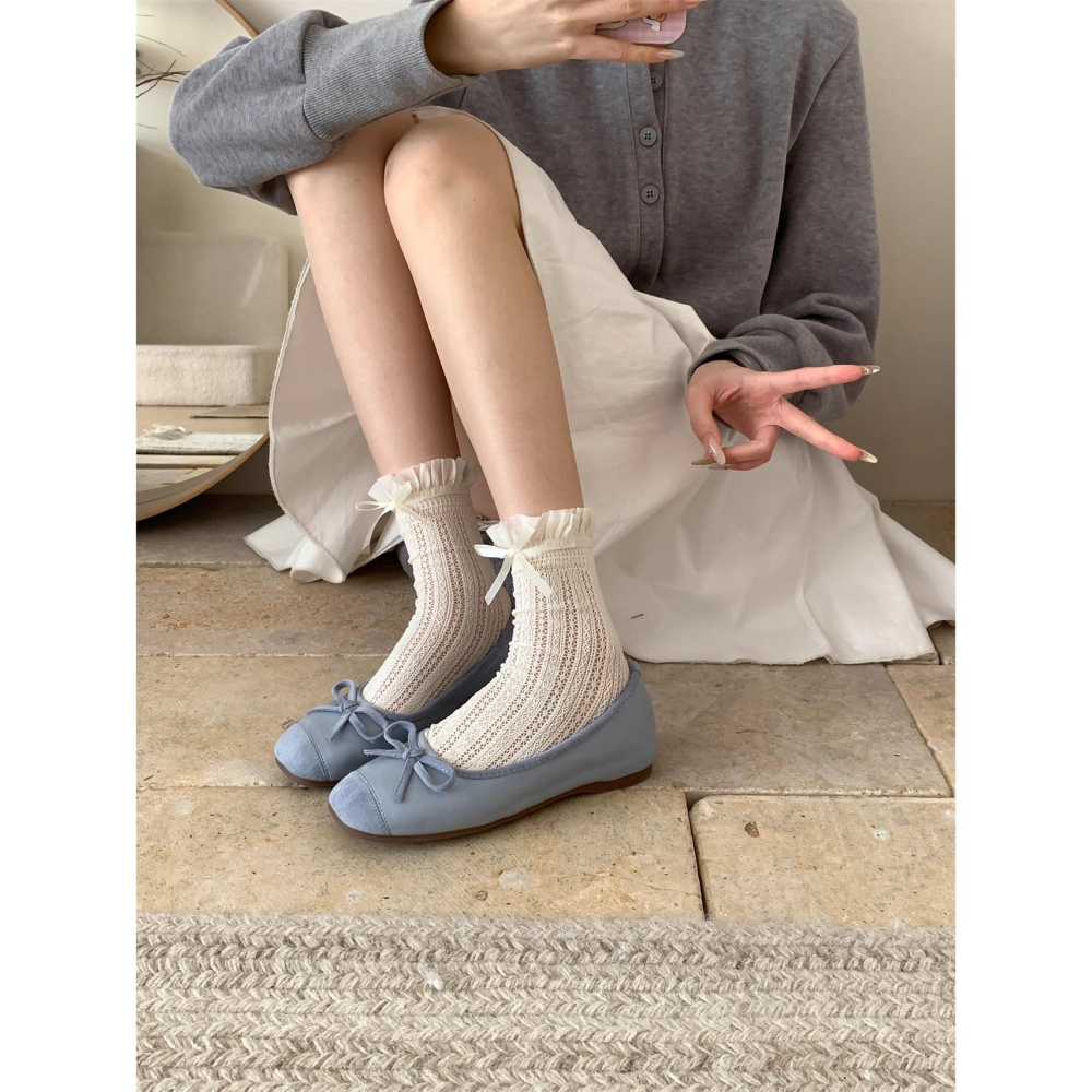 四季。法式浪漫甜美小香風 內增高溫柔色系蝴蝶結淺口軟底好穿好走芭蕾舞鞋奶奶鞋-Euphoria Store-細節圖4