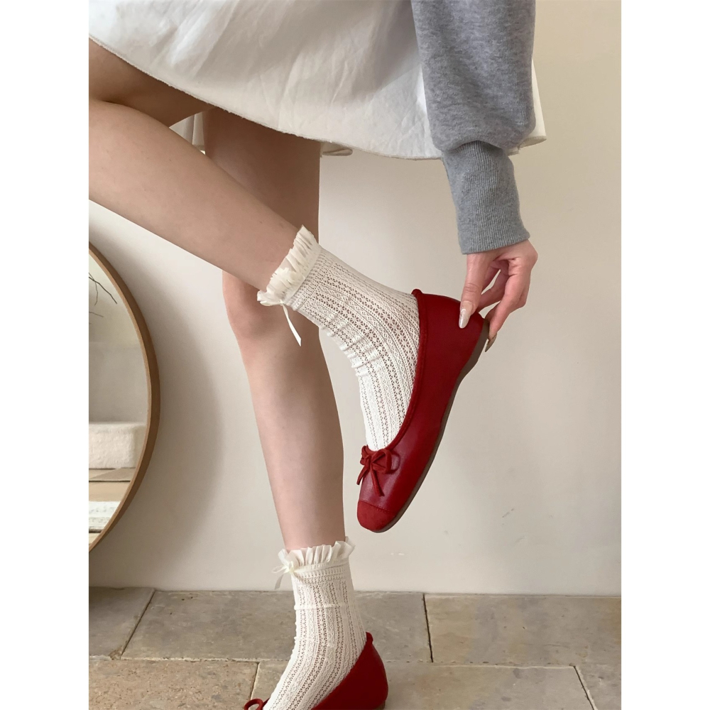 四季。法式浪漫甜美小香風 內增高溫柔色系蝴蝶結淺口軟底好穿好走芭蕾舞鞋奶奶鞋-Euphoria Store-細節圖6