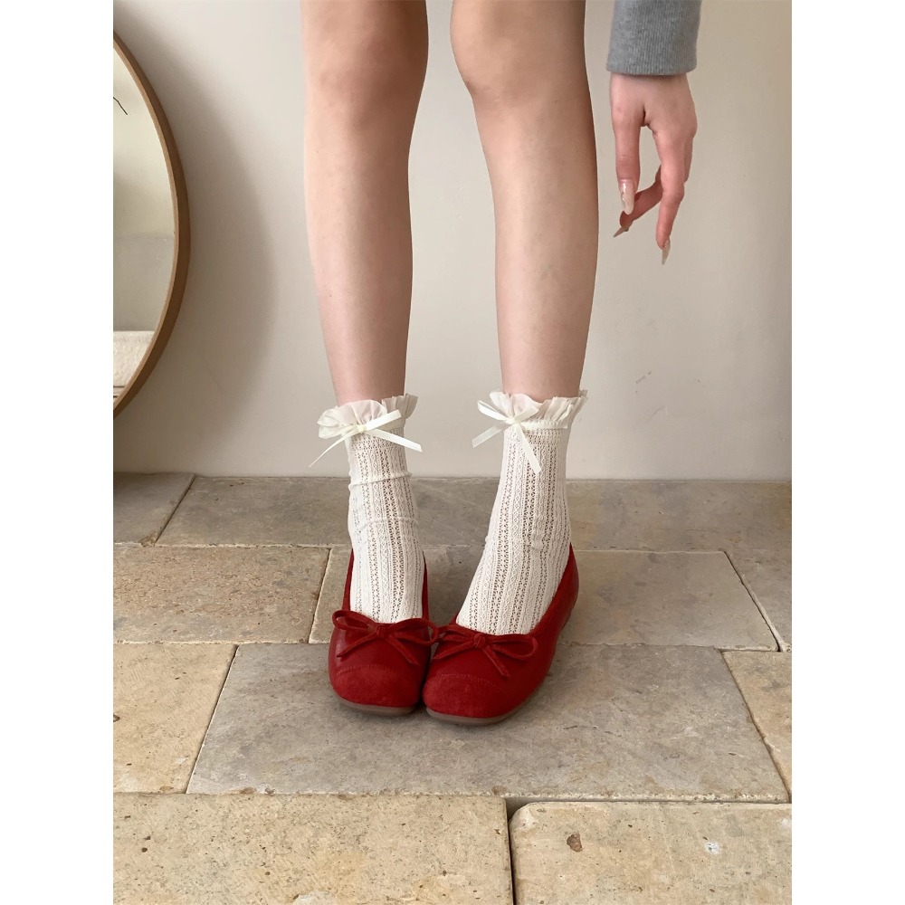 四季。法式浪漫甜美小香風 內增高溫柔色系蝴蝶結淺口軟底好穿好走芭蕾舞鞋奶奶鞋-Euphoria Store-規格圖10
