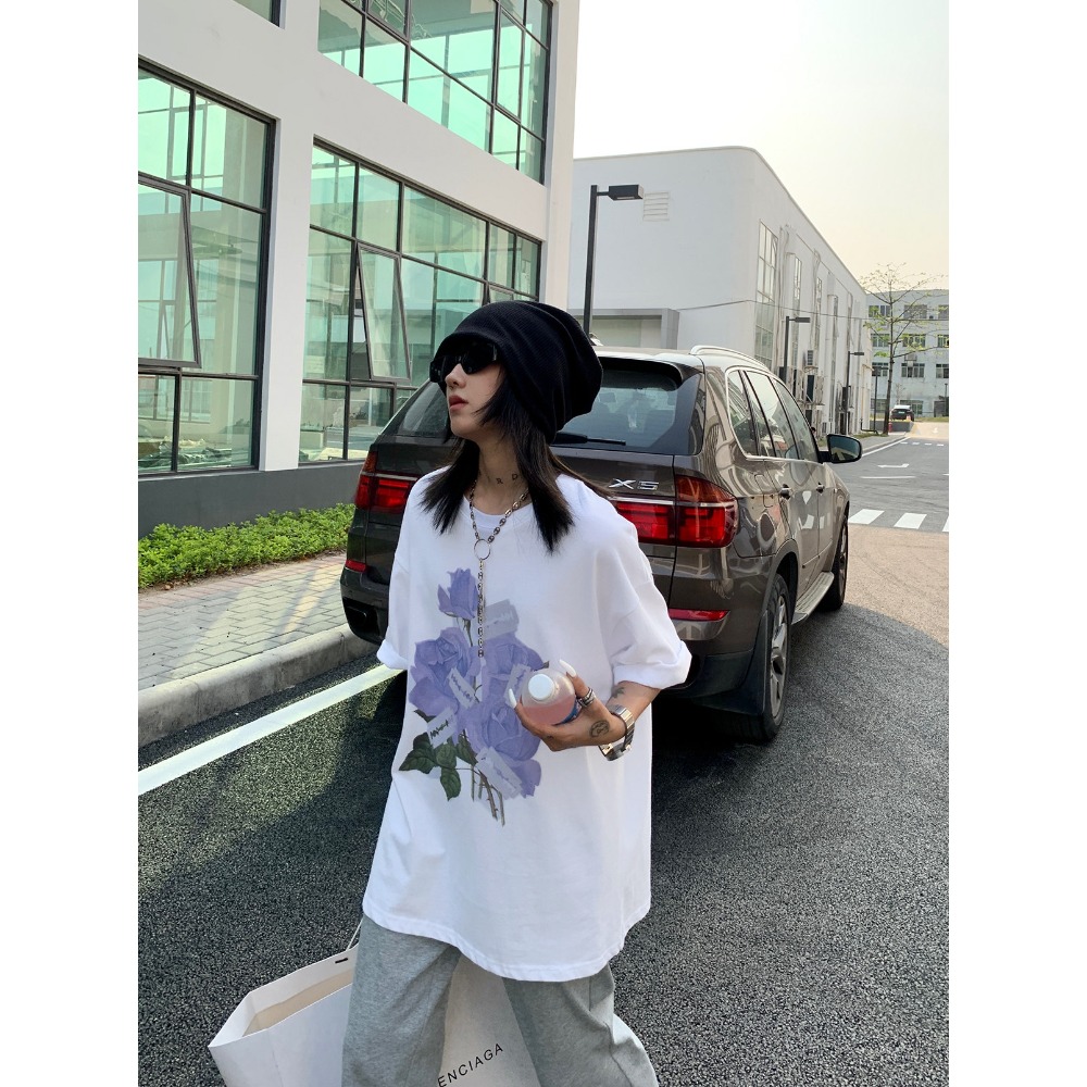 四季。原創設計 vintage印花古著街頭寬鬆休閒學生白色短袖T恤上衣-Euphoria Store-規格圖9