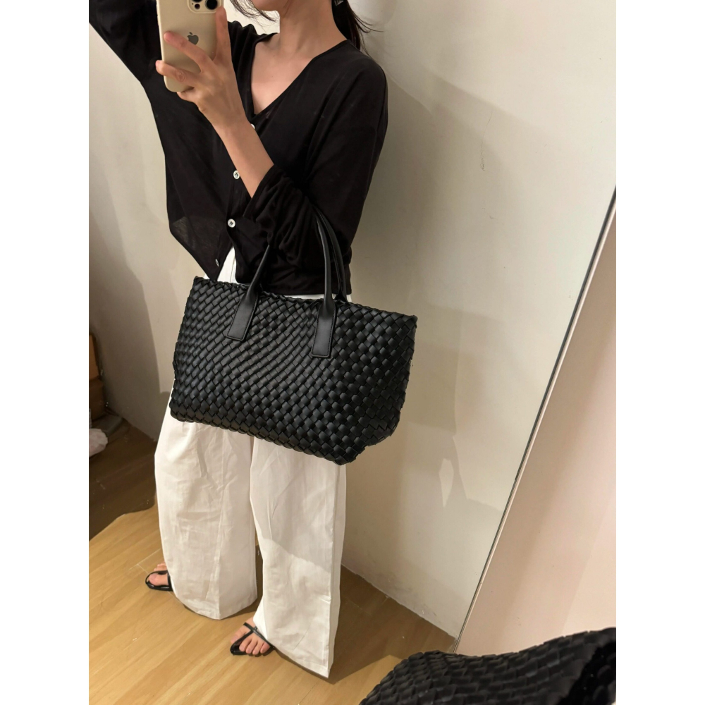 四季。簡約不簡單 時尚百搭 重工編織大容量單肩托特包大包-Euphoria Store-細節圖2