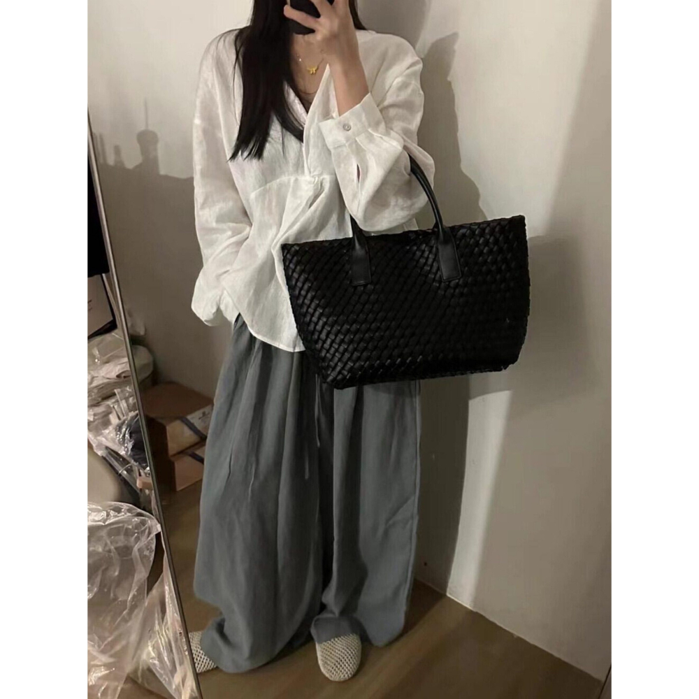 四季。簡約不簡單 時尚百搭 重工編織大容量單肩托特包大包-Euphoria Store-細節圖3