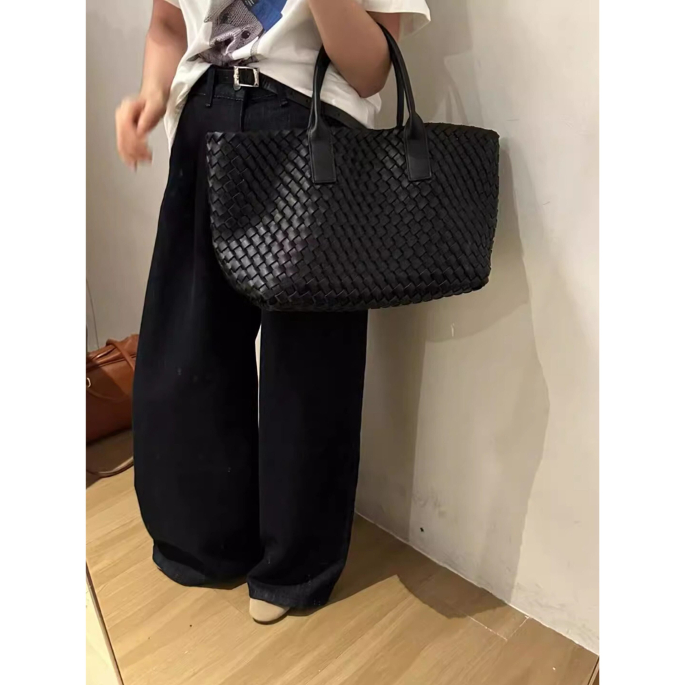 四季。簡約不簡單 時尚百搭 重工編織大容量單肩托特包大包-Euphoria Store-細節圖4