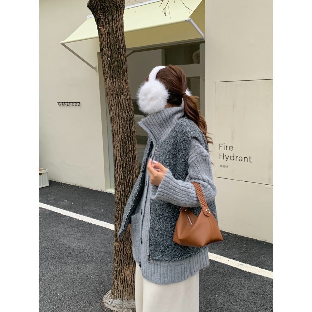 正韓老錢風編織提手飯糰包 女 質感軟皮 枕頭包 手提包 側背包 極簡小眾設計 復古保齡球包 寬肩帶包包 The Row風-細節圖8