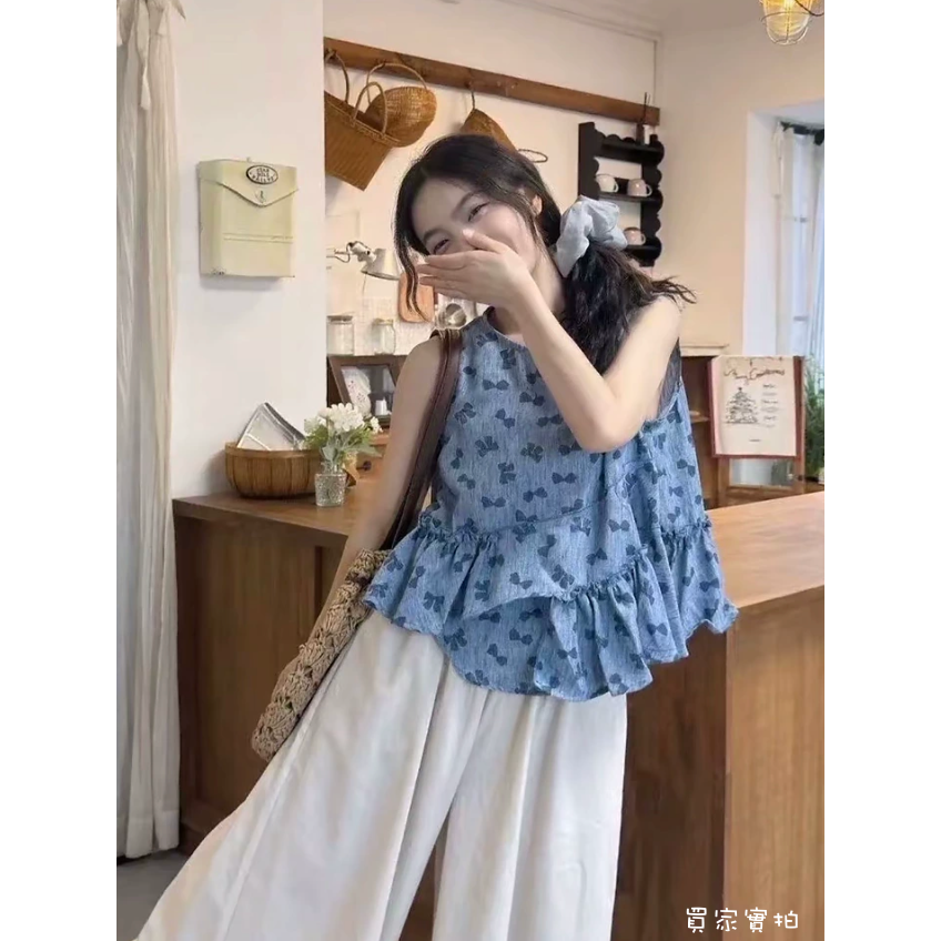 法式碎花雪紡上衣 女 夏 溫柔顯瘦短袖襯衫 甜美減齡小眾不規則印花 輕薄透氣 慵懶渡假風-Euphoria Store-細節圖4