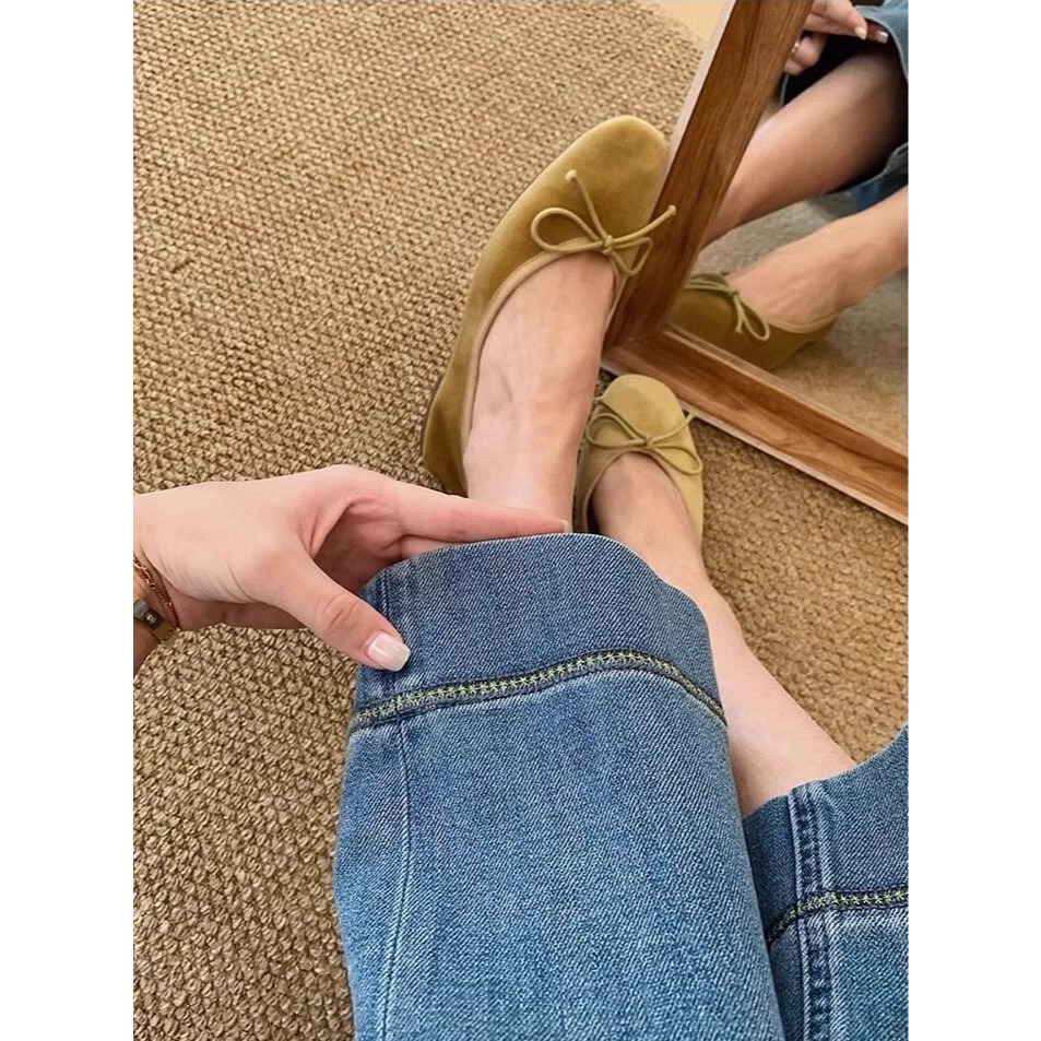 韓系復古寬折邊直筒牛仔褲 女 夏 顯瘦高腰寬牛仔褲 九分褲 遮肉修身 西裝牛仔褲 芭蕾舞鞋百搭長褲（S-5XL）-Eup-細節圖8
