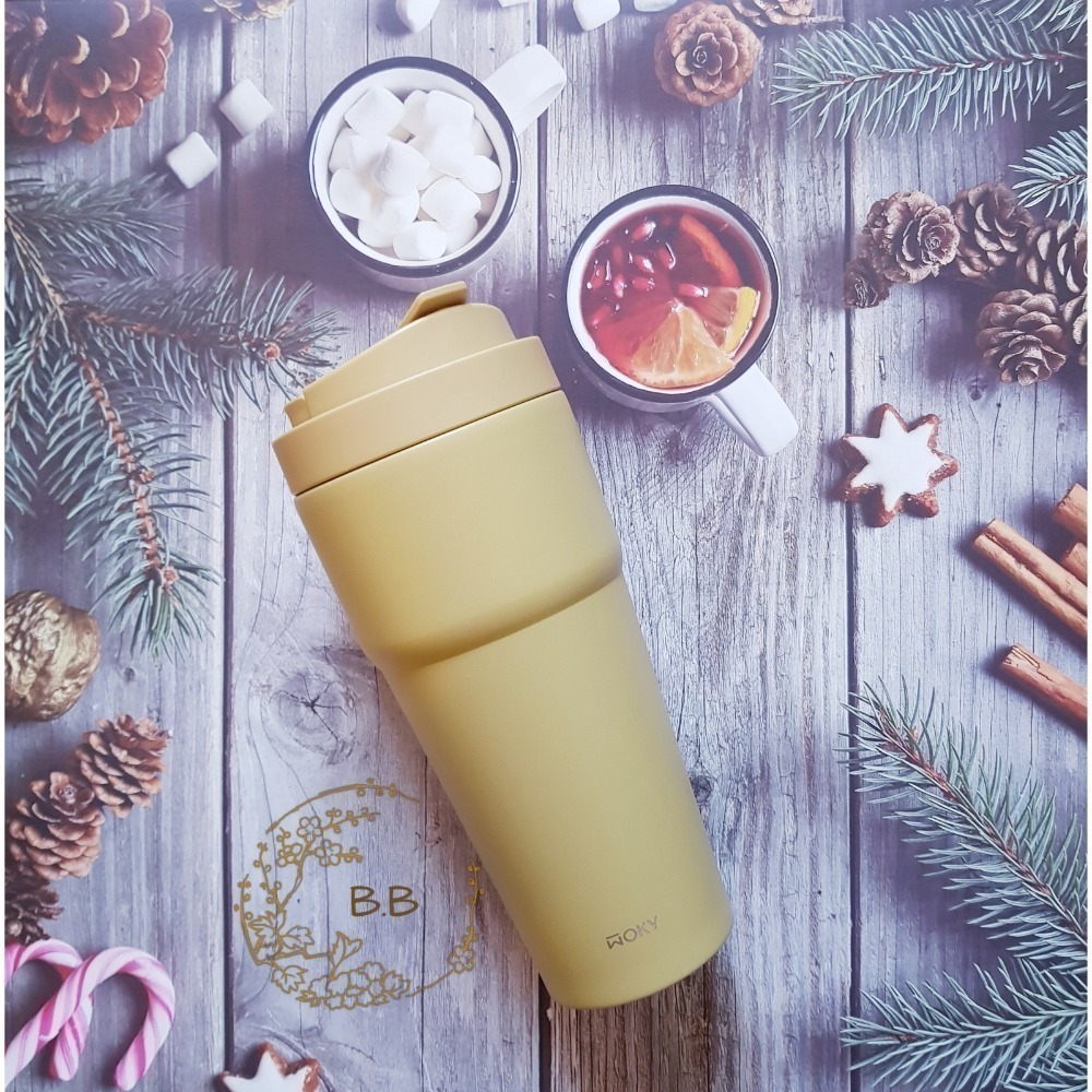 沃廚WOKY 渾圓杯/手提激凍輕芯鈦瓷易潔層保溫杯/雙層陶瓷手提保溫杯 (750ml) 2代杯-細節圖2