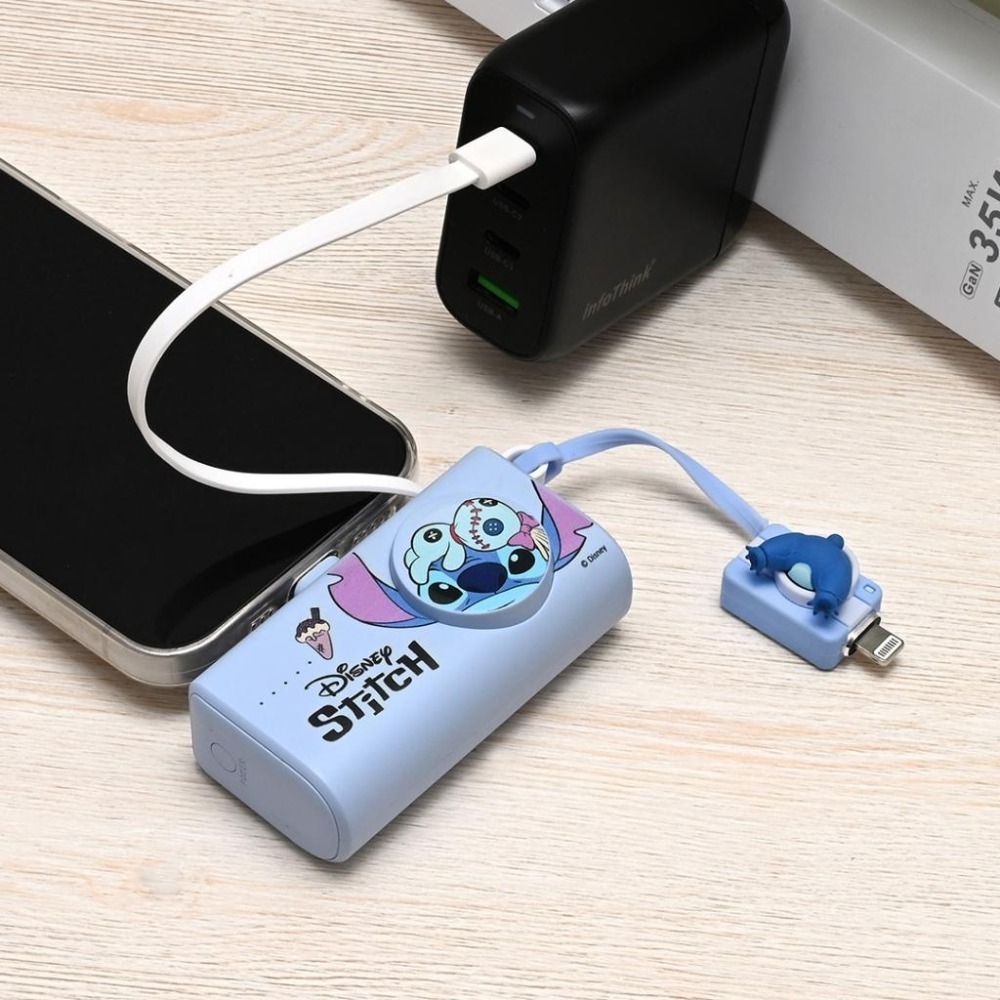 【7-ELEVEN 門市團購】迪士尼 魯斯佛 維尼 史迪奇 米奇 5000 膠囊行動電源 多功能快充 隨身充 口袋充-細節圖3