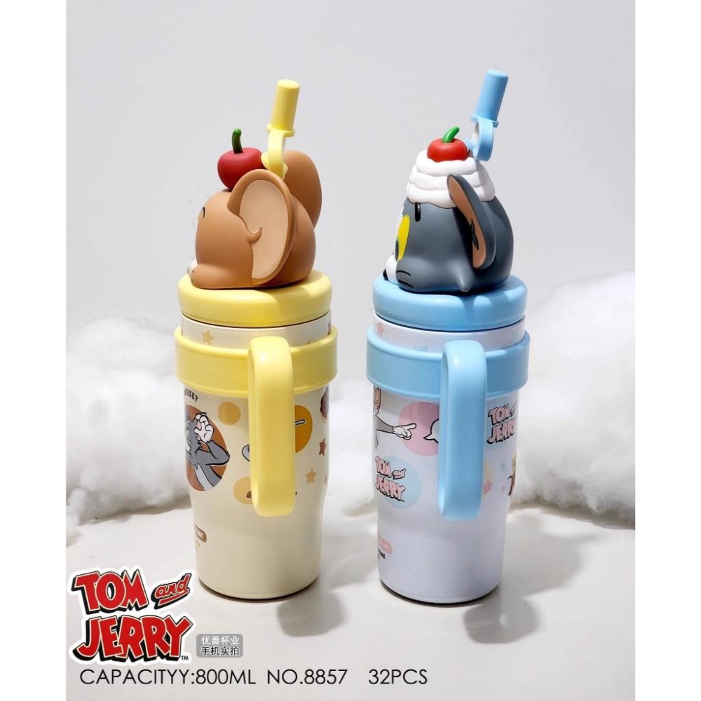 湯姆貓 傑利鼠 Tom Jerry 派對冰霸杯 800ml 吸管杯 保溫杯 保冰杯 冰霸杯 把手杯 握把杯 316不鏽鋼-細節圖4