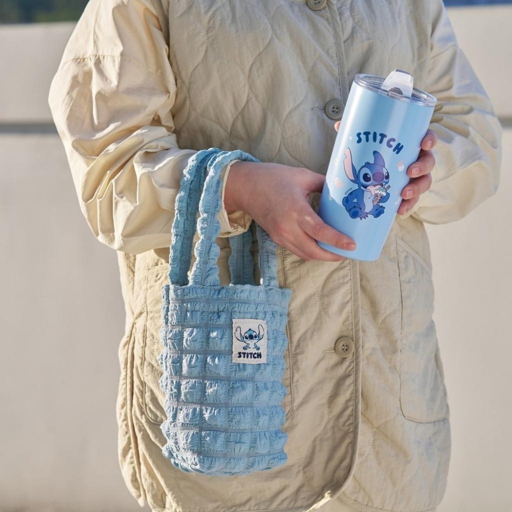 迪士尼 史迪奇 小熊維尼 米奇 530ml 萌趣真空保溫杯提袋組 保溫杯 飲料袋 冰霸杯-細節圖3