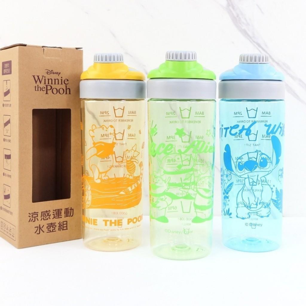 迪士尼 史迪奇 小熊維尼 三眼怪 800ml 涼感運動水壺組 涼感巾+水壺 運動水壺-細節圖2
