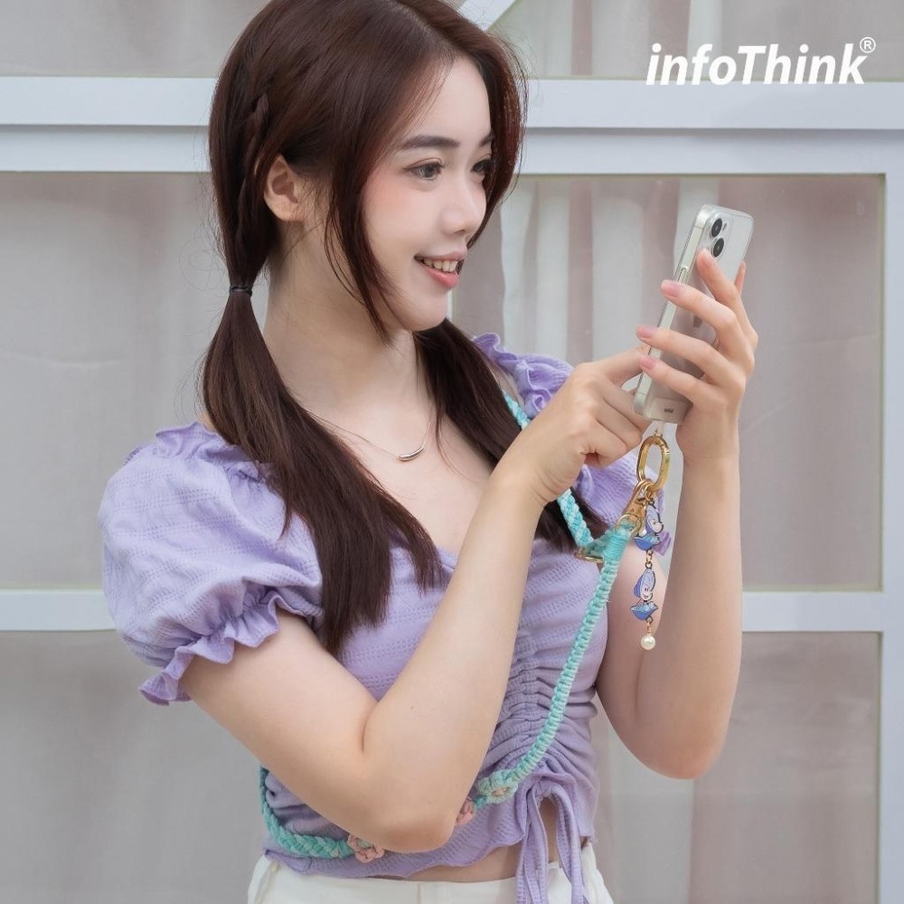 【限時購】infoThink 訊想科技 迪士尼 小牡蠣 牡蠣寶寶 手機編織頸掛繩 手機掛繩-細節圖3