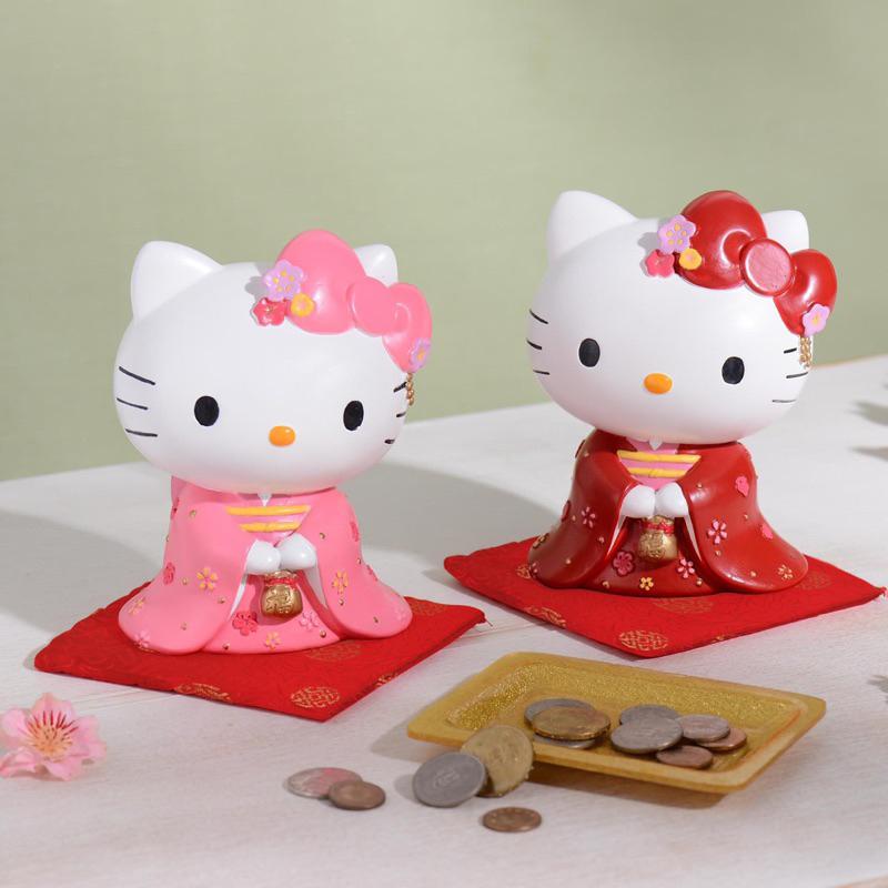 三麗鷗 Sanrio Hello Kitty 凱蒂貓 開運撲滿 和風撲滿 存錢筒 聚寶盆-細節圖4