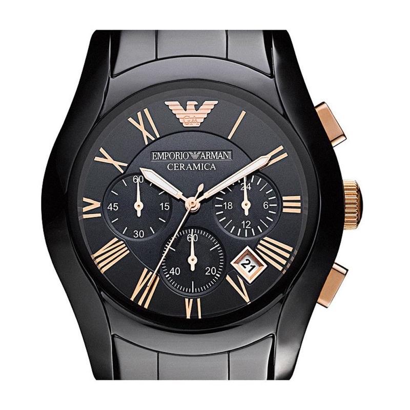 Emporio Armani 亞曼尼 碗錶 手錶 AR1410 男錶 女錶 42mm 三眼計時 銷光黑-細節圖2